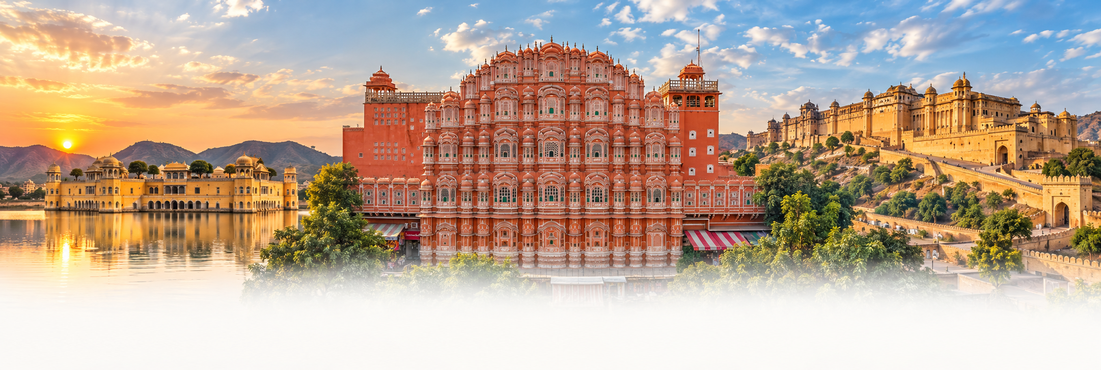 Jaipur Jal Mahal, Hawa Mahal and Amber Fort